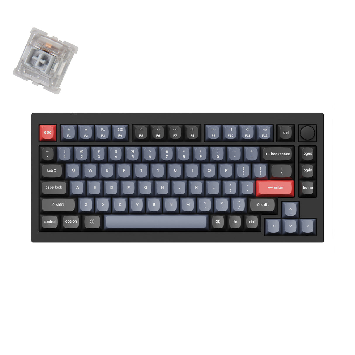 Keychron Q1 QMK Custom Mechanical Keyboard Black Knob Version Gateron Phantom Silver Switch