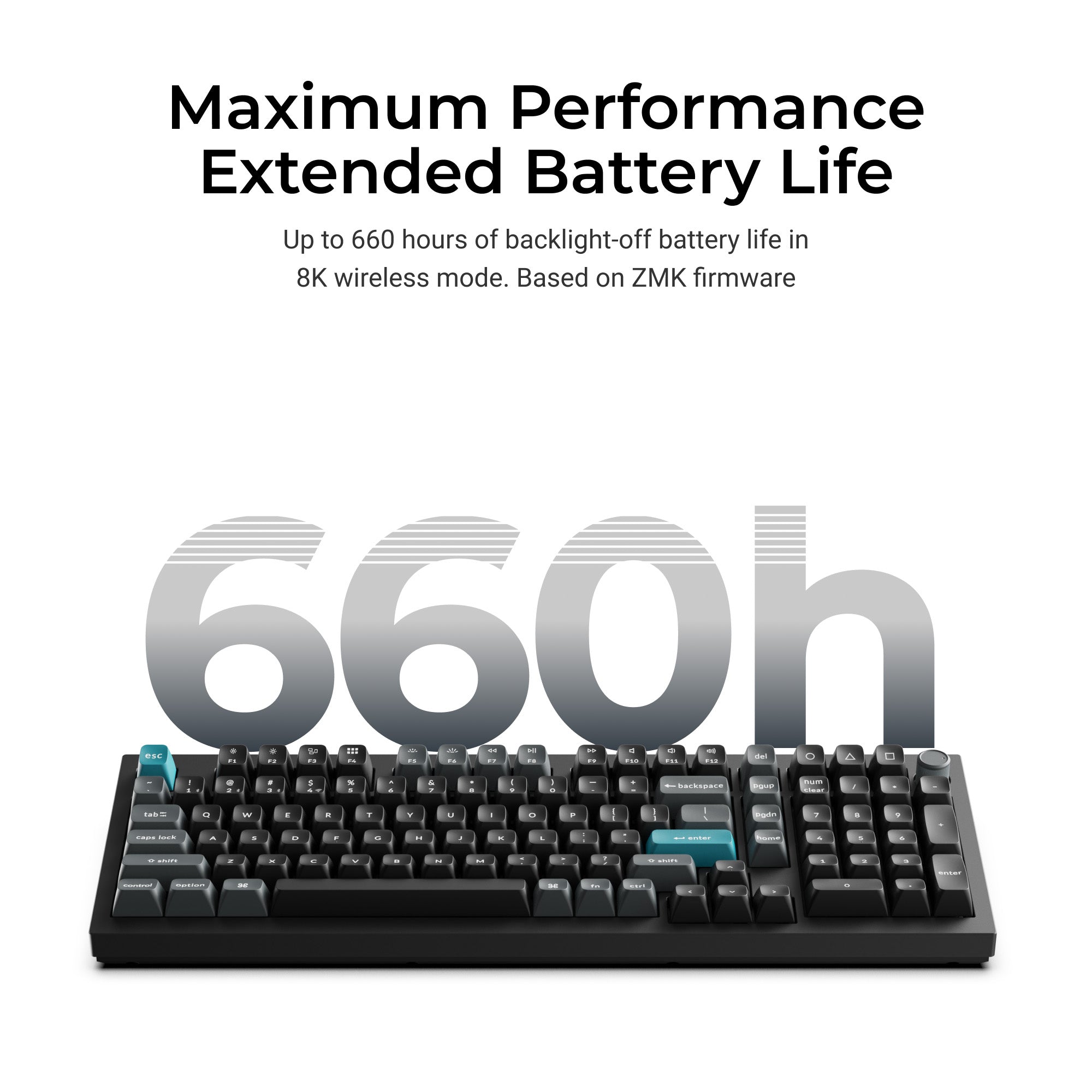 Keychron Q5_Ultra Wireless Hot Swappable Mechanical Keyboard Silk POM Switch-Battery