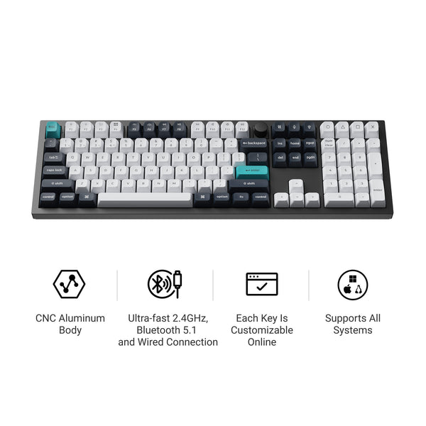 Keychron Q6 Max 100% Full Assembled Knob Red Switch Hot-Swap Gateron Jupiter RGB Wireless Keyboard - Black