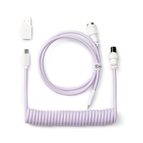 Keychron custom coiled aviator USB type-C cable for keyboards light purple color