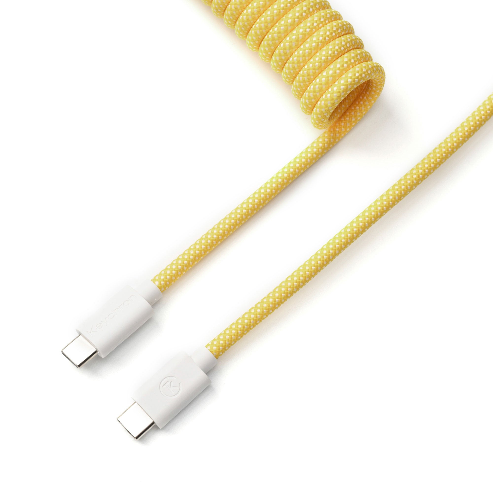 Keychron custom coiled aviator USB type-C cable for keyboards yellow color