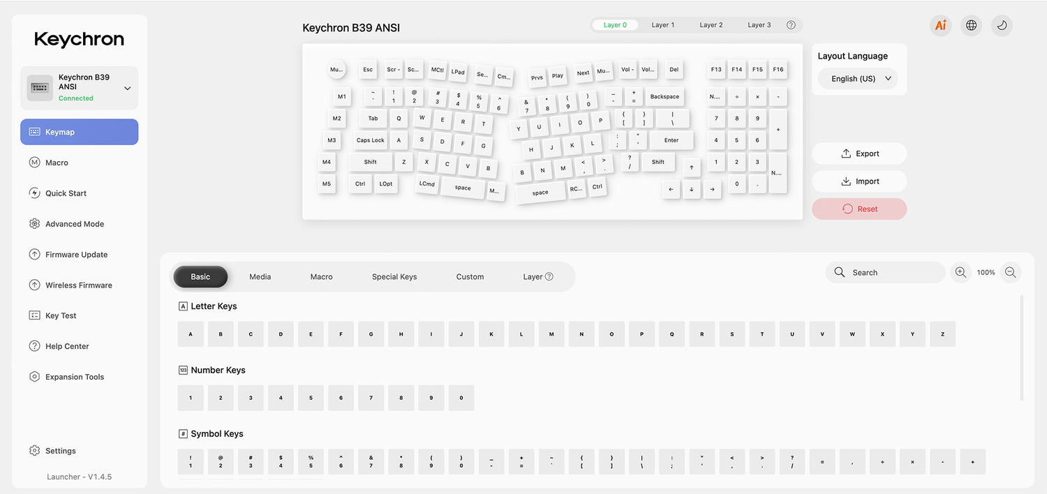 keychron b39 wireless keyboard launcher-keymap