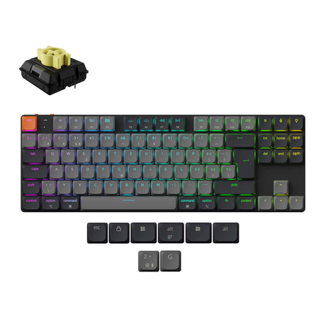 Keychron K1 Version 6 Ultra Slim Wireless Mechanical Keyboard Swiss-ISO Low Profile Banana Switch