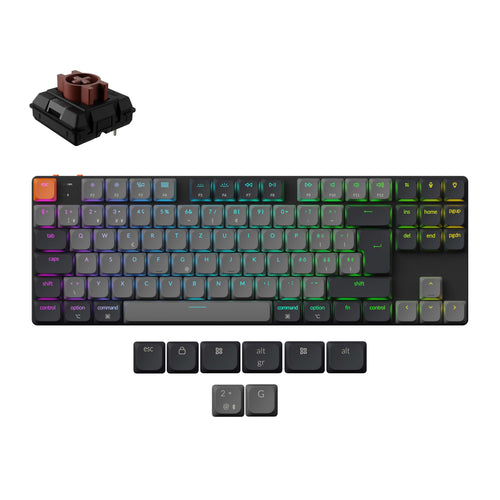 Keychron K1 Version 6 Ultra Slim Wireless Mechanical Keyboard Swiss-ISO Low Profile Brown Switch