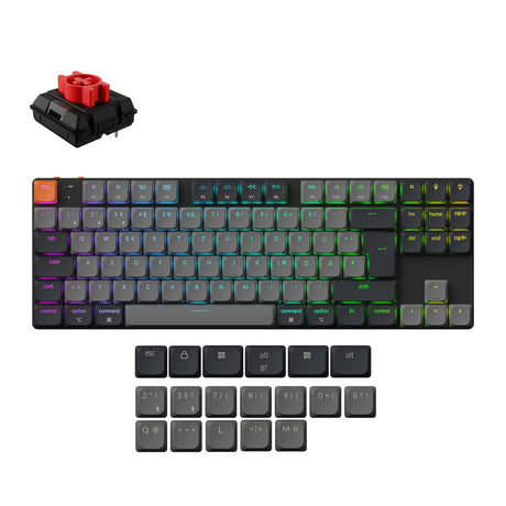 Keychron K1 Version 6 Ultra Slim Wireless Mechanical Keyboard DE-ISO Low Profile Red Switch