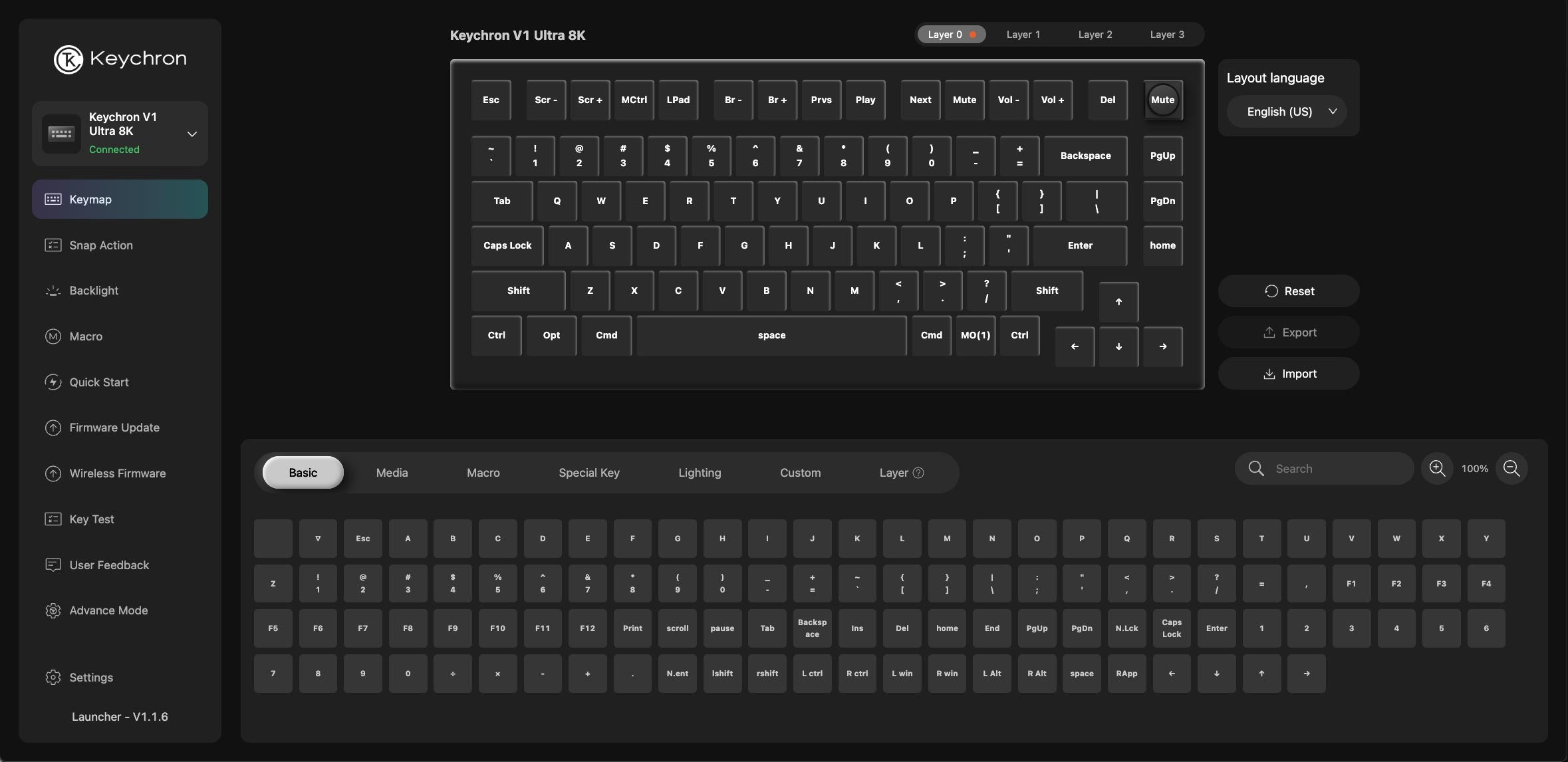 Keychron V1 Ultra 8K Wireless Custom Mechanical Keyboard