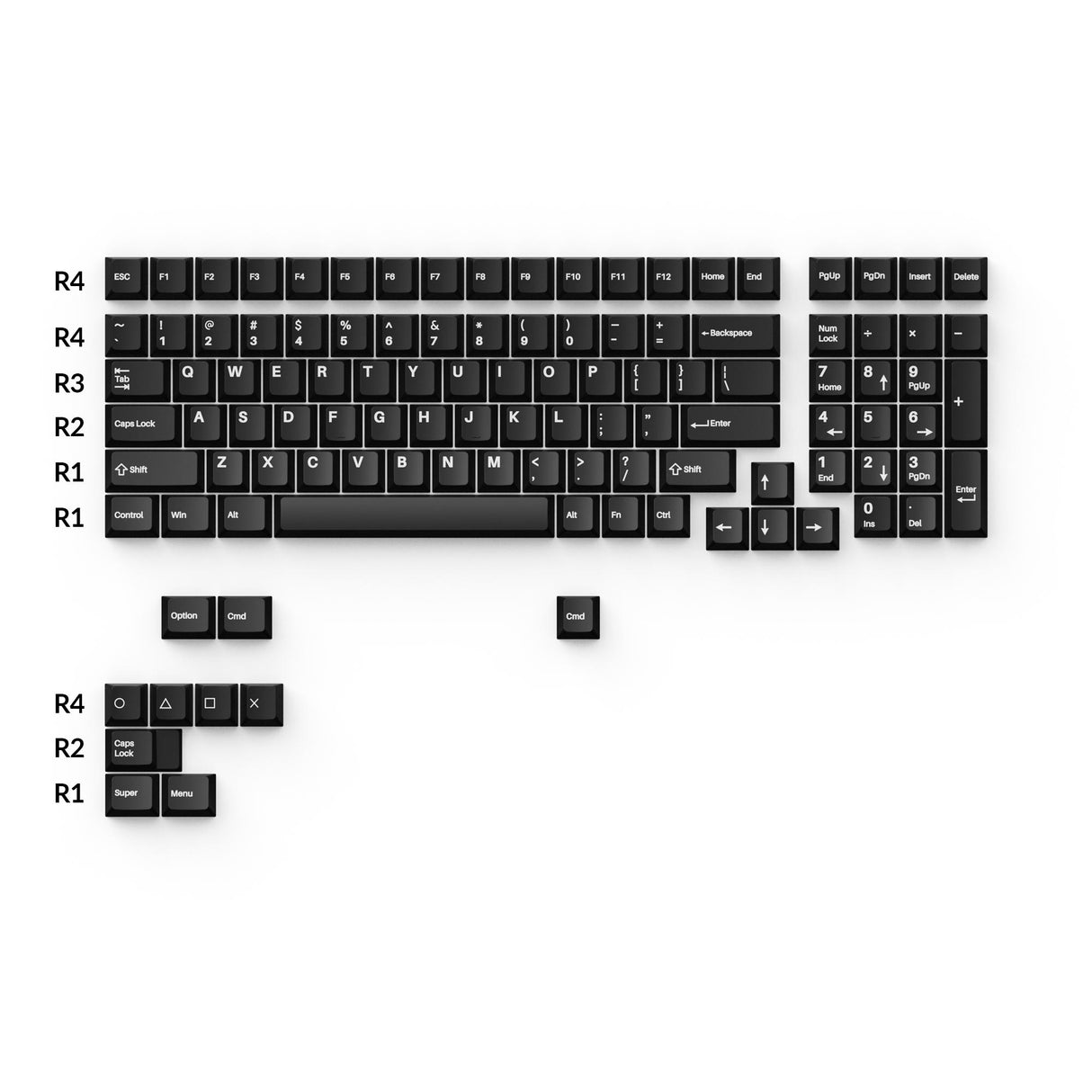 Cherry Profile Double - Shot PBT Full Set Keycaps - White on Black - W –  Keychron
