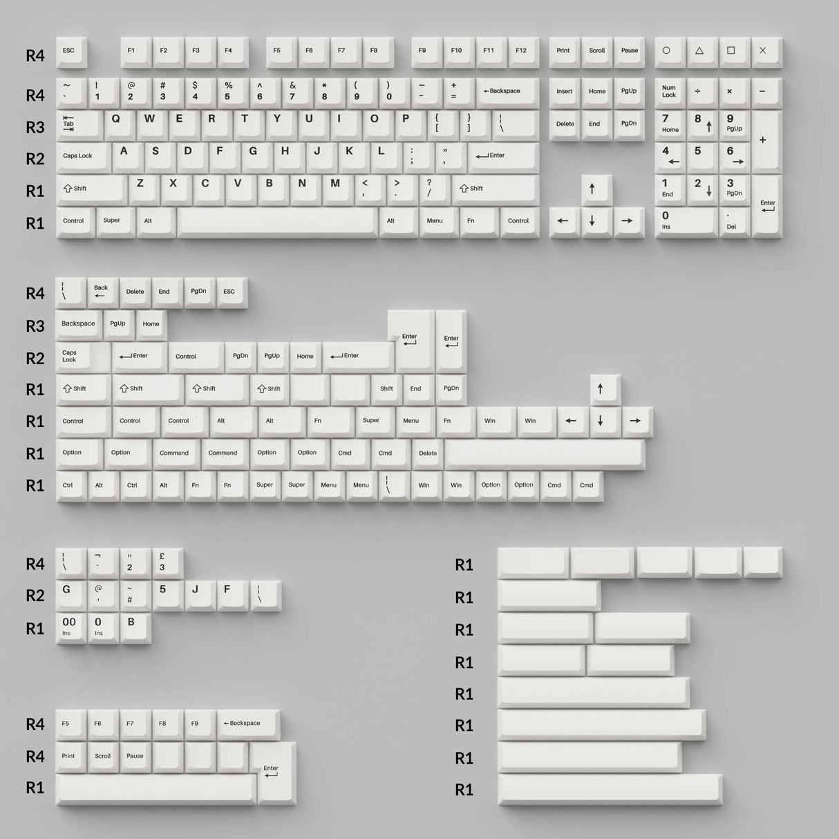 Cherry Profile Double - Shot PBT Full Set Keycaps - Black on White - B –  Keychron