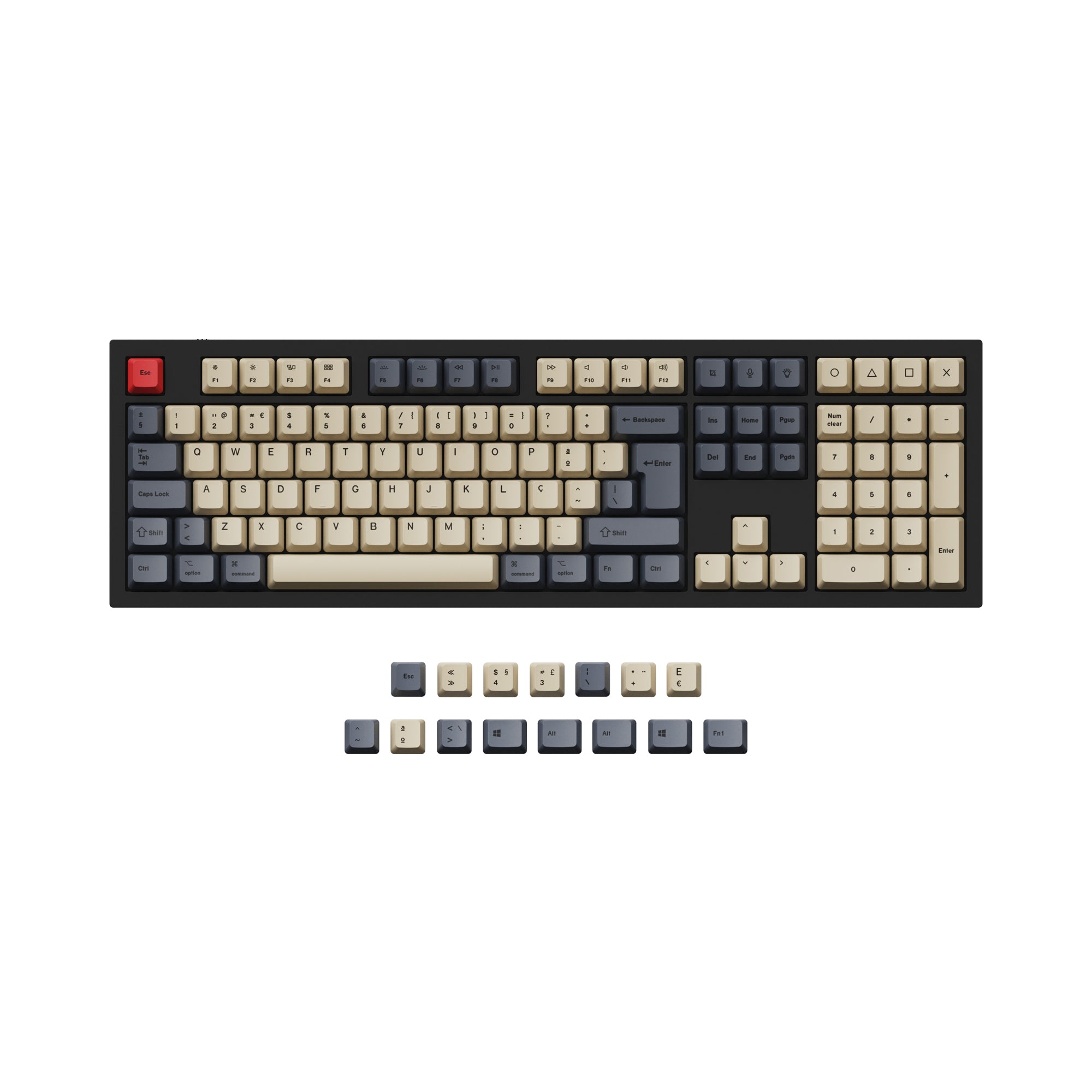 ISO ANSI Layout OEM Dye Sub PBT Keycap Set Carbon Color For Q3 Q4 Q6 and K8 Keyboard Portuguese PT Layout