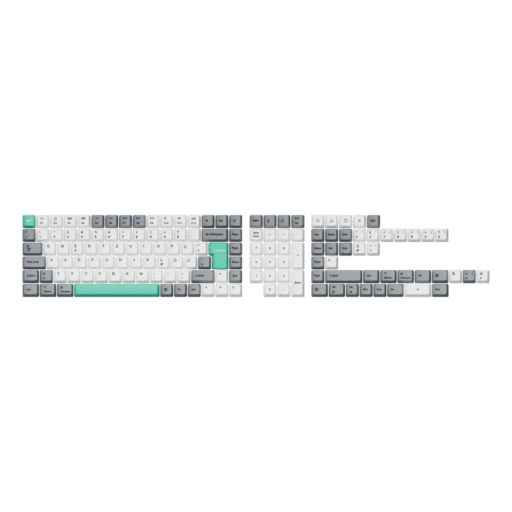 ISO OEM Dye-Sub PBT Full Set Keycap Set - Gray White Mint – Keychron ...