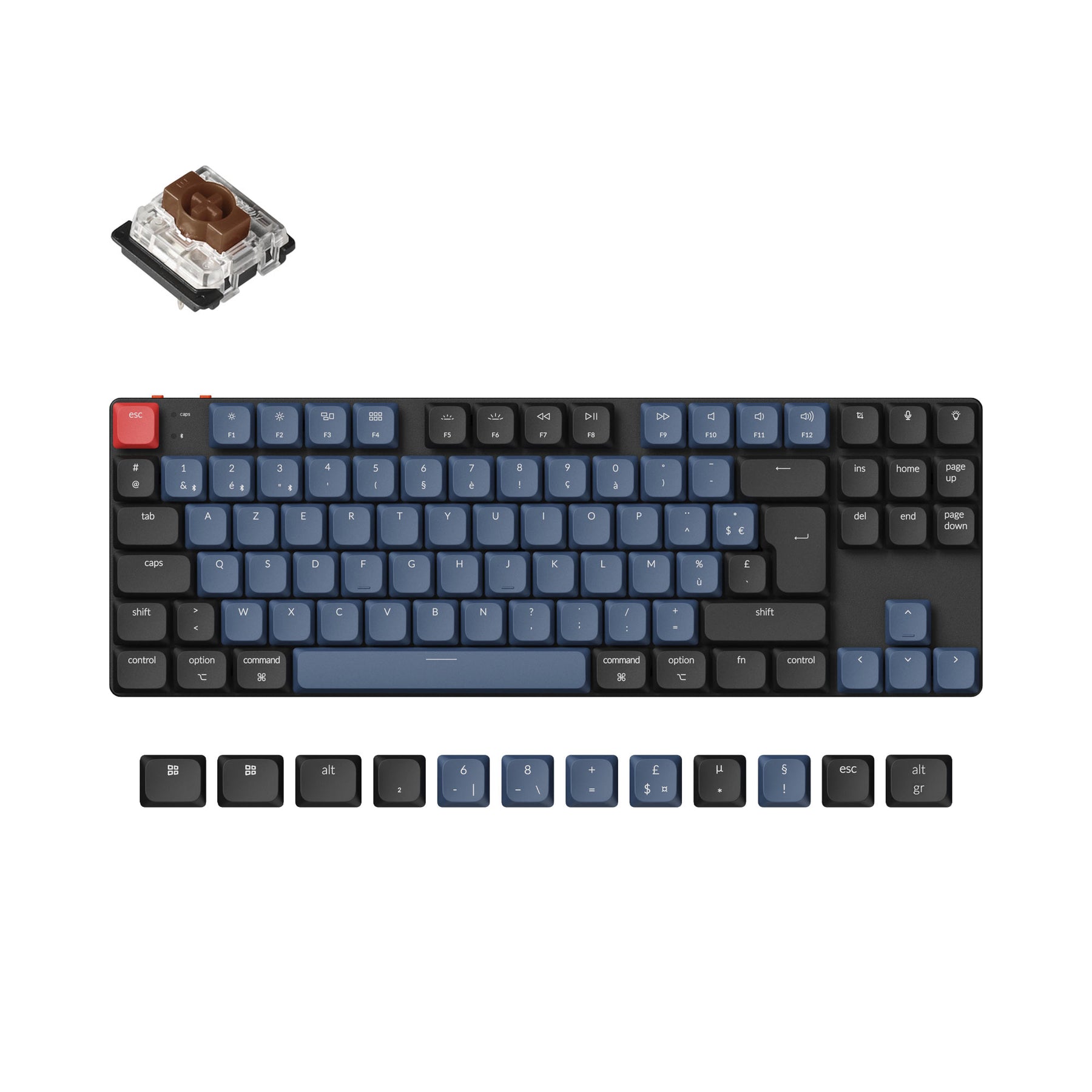 Es Iso Layout Keychron K1 Pro QMK/VIA Wireless Custom Mechanical Keyboard ISO Layout ...