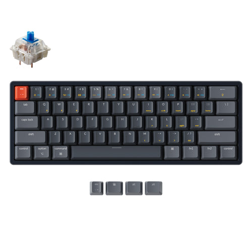 Keychron K12 60% compact hot-swappable wireless mechanical keyboard with aluminum frame for Mac and Windows with White RGB backlight Gateron mechanical switch blue