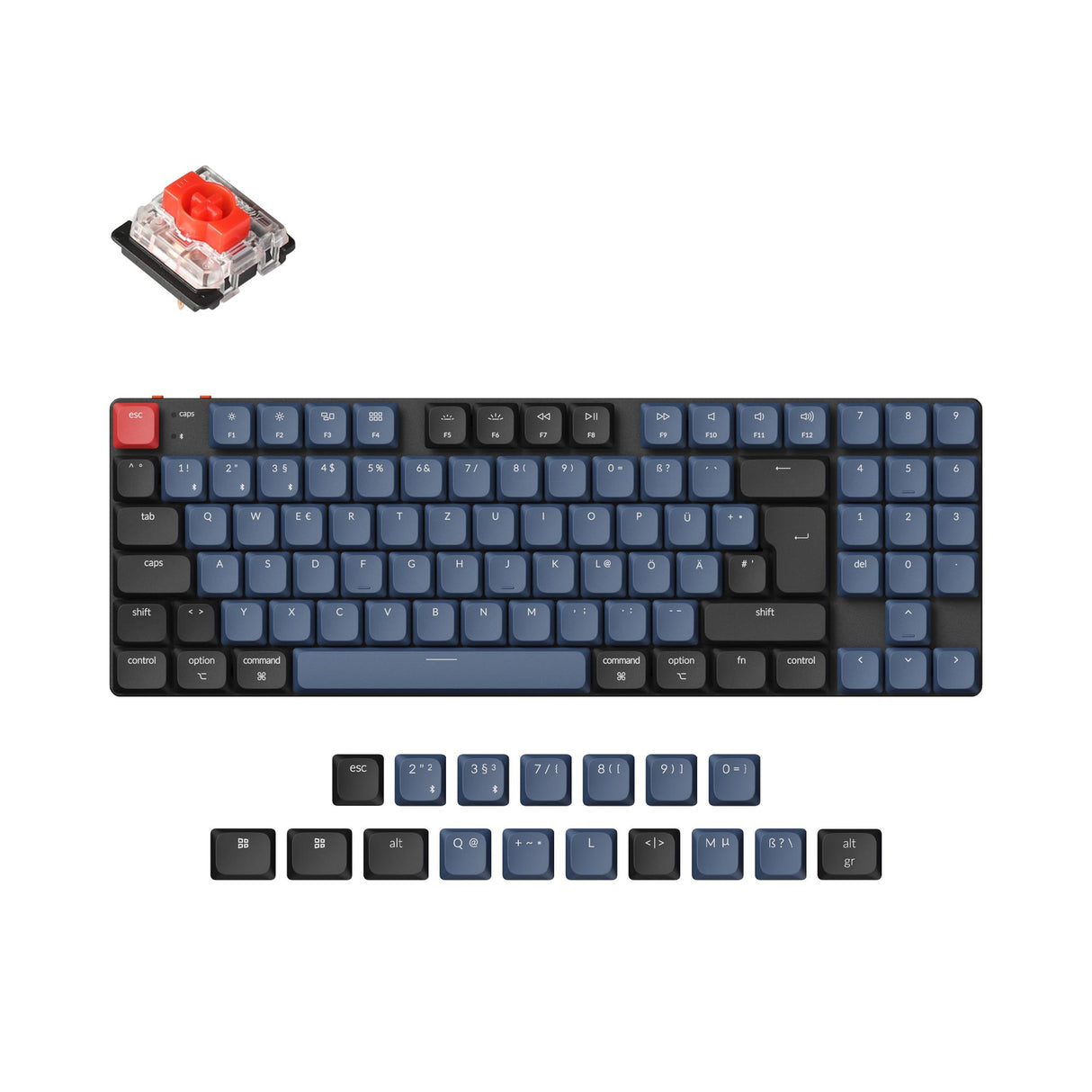 Keychron K13 Pro QMK/VIA ultra-slim custom mechanical keyboard 80 percent TKL layout for Mac Windows Linux low-profile Gateron red ISO German layout