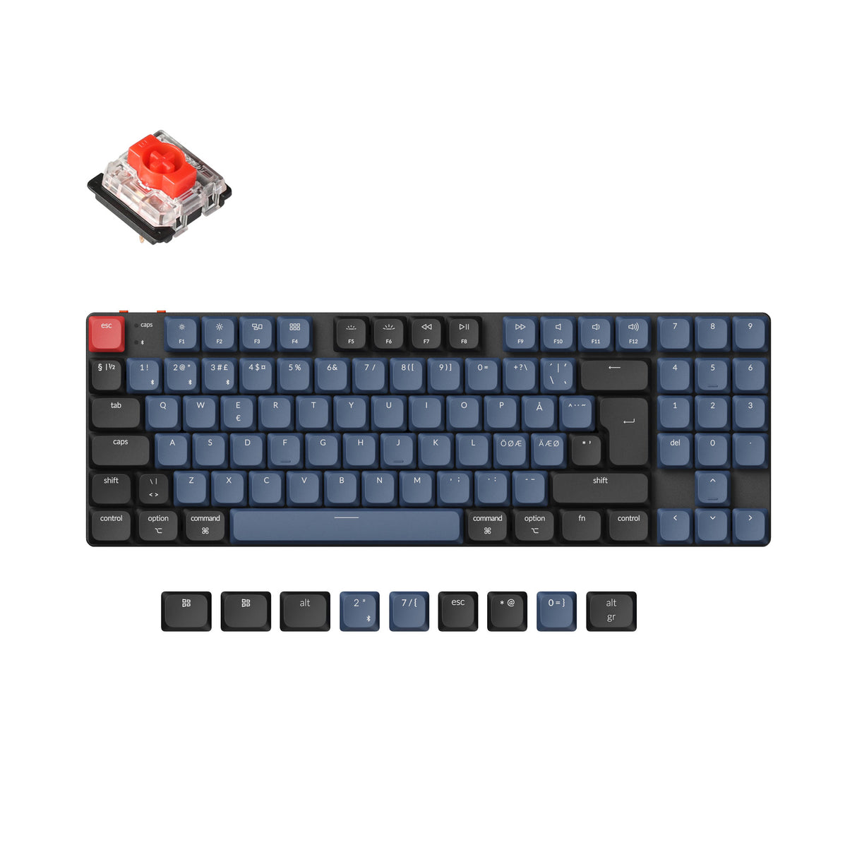 Keychron K13 Pro QMK/VIA ultra-slim custom mechanical keyboard 80 percent TKL layout for Mac Windows Linux low-profile Gateron red ISO Nordic layout