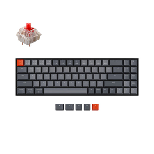Keychron K14 70 percent layout wireless mechanical keyboard for Mac Windows with hot-swappable Gateron mechanical red switches compatible with Cherry Kailh and Panda switches