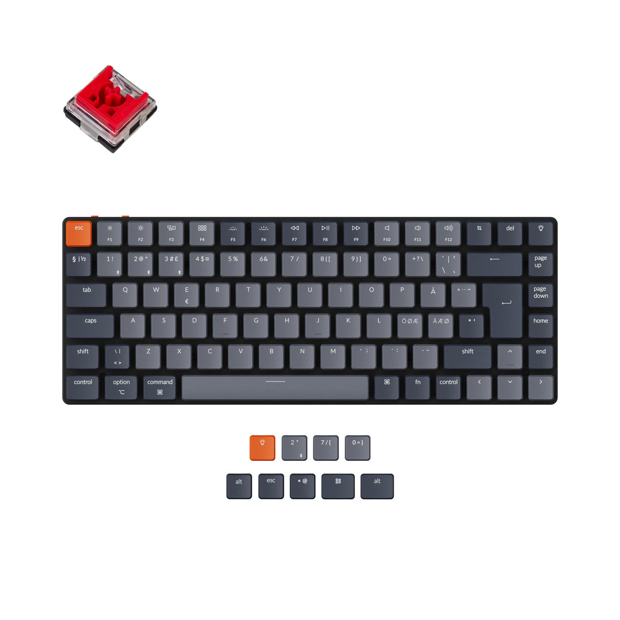 Keychron K3 Nordic ISO layout wireless ultra slim mechanical keyboard low profile Keychron optical red switch for Mac Windows and Linux