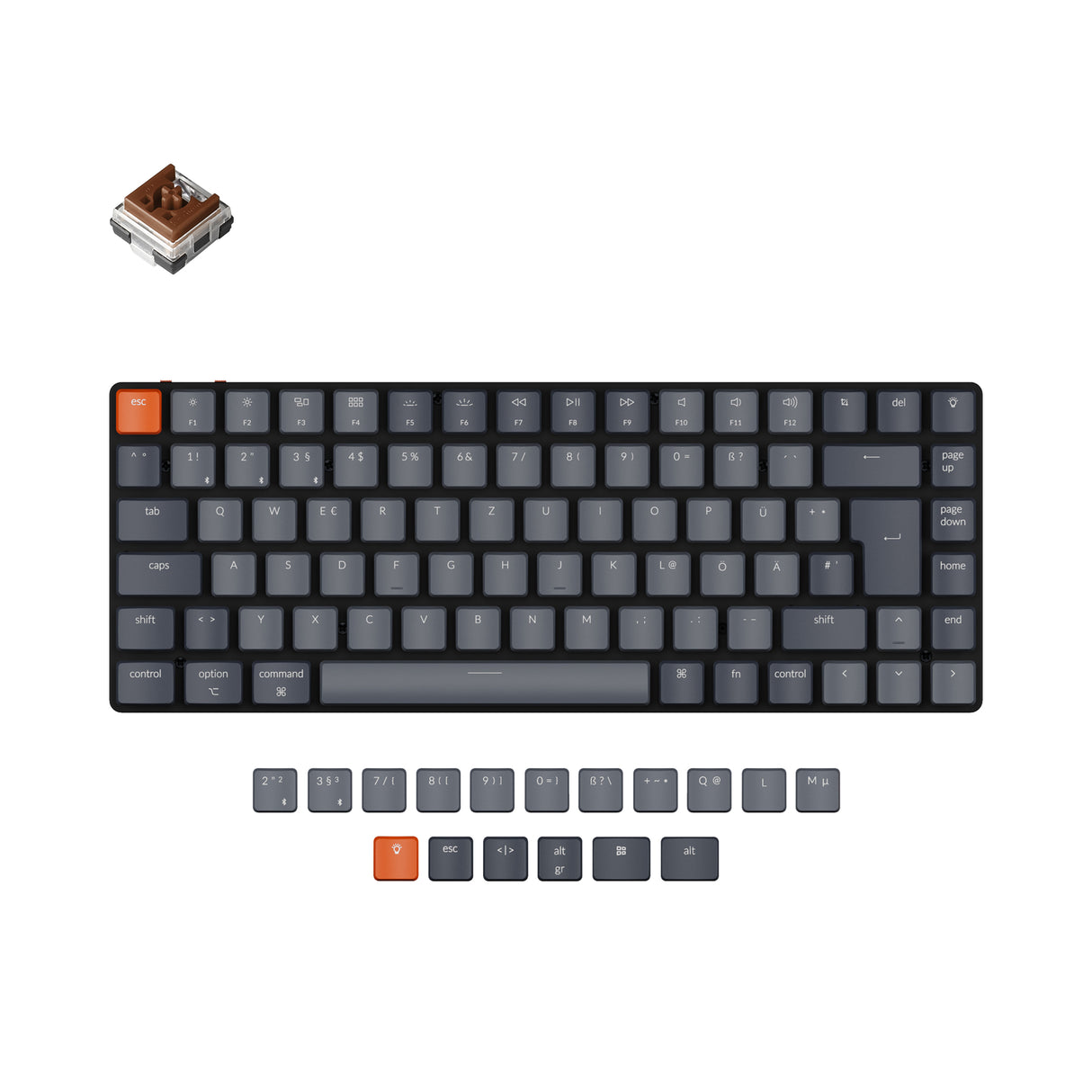 Keychron K3 ultra slim Hot swappable wireless mechanical keyboard Mac Windows iOS Android White backlight aluminum frame low profile Keychron Optical switch brown de iso layout