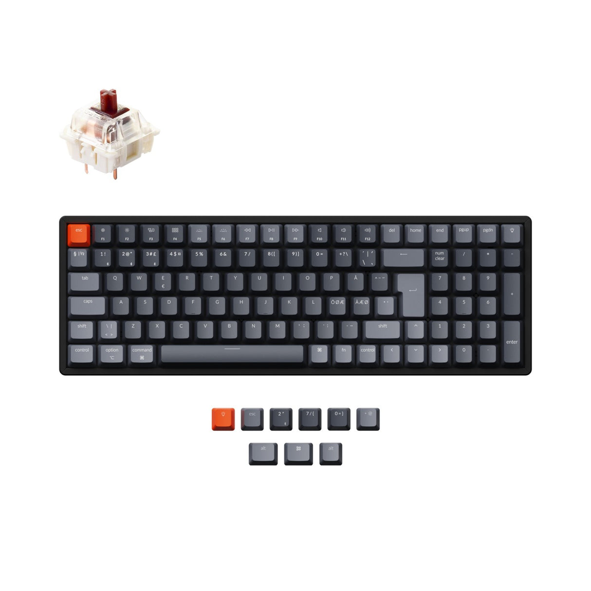 Keychron K4 Wireless Mechanical Keyboard Nordic ISO Layout Version 2 Gateron Brown Switch RGB Backlight Hot Swappable