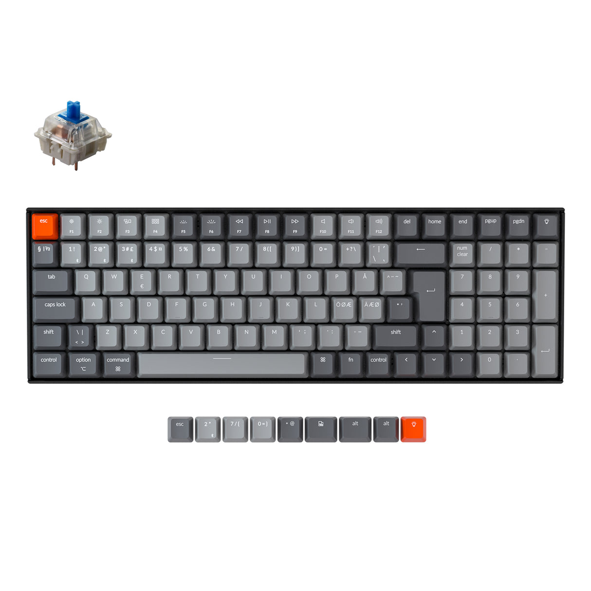 Keychron K4 Wireless Mechanical Keyboard Nordic ISO Layout Version 2 Gateron Blue Switch