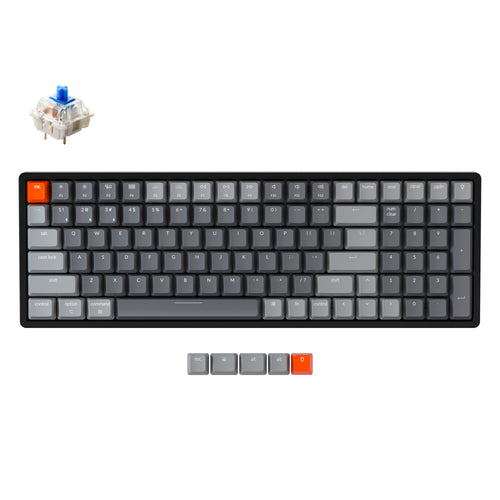 Keychron K4 Version 2 Hot-swappable Wireless Mechanical Keyboard, 100-keys layout for Mac Windows iOS with Gateron blue switch with type-C RGB or white backlight aluminum frame