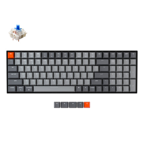 Keychron K4 Version 2 Hot-swappable Wireless Mechanical Keyboard, 100-keys layout for Mac Windows iOS with Gateron blue switch with type-C RGB or white backlight