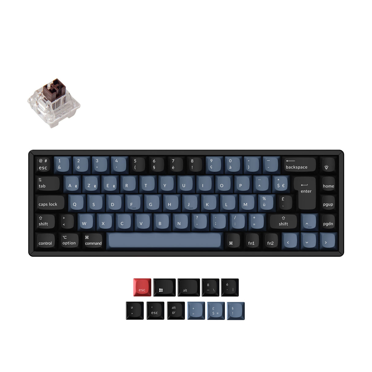 Keychron K6 Pro QMK/VIA Wireless Custom Mechanical Keyboard with 65% layout for Mac Windows Linux hot-swappable with MX switch RGB backlight French ISO Layout