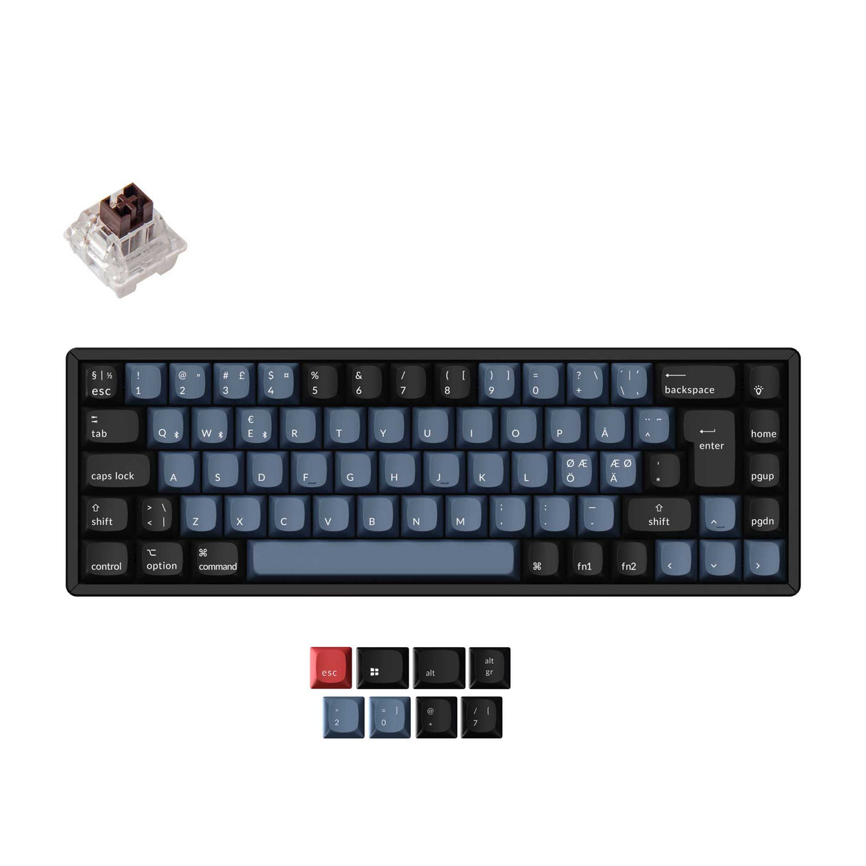 Keychron K6 Pro QMK/VIA Wireless Custom Mechanical Keyboard with 65% layout for Mac Windows Linux hot-swappable with MX switch RGB backlight Nordic ISO Layout