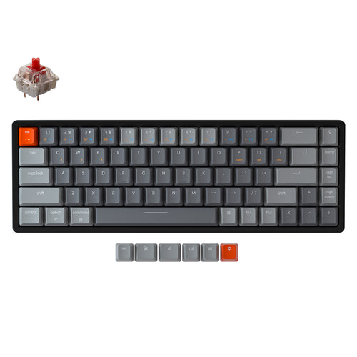 Keychron K6 hot-swappable compact 65% wireless mechanical keyboard for Mac Windows iOS Gateron switch red with type-C RGB white backlight aluminum frame