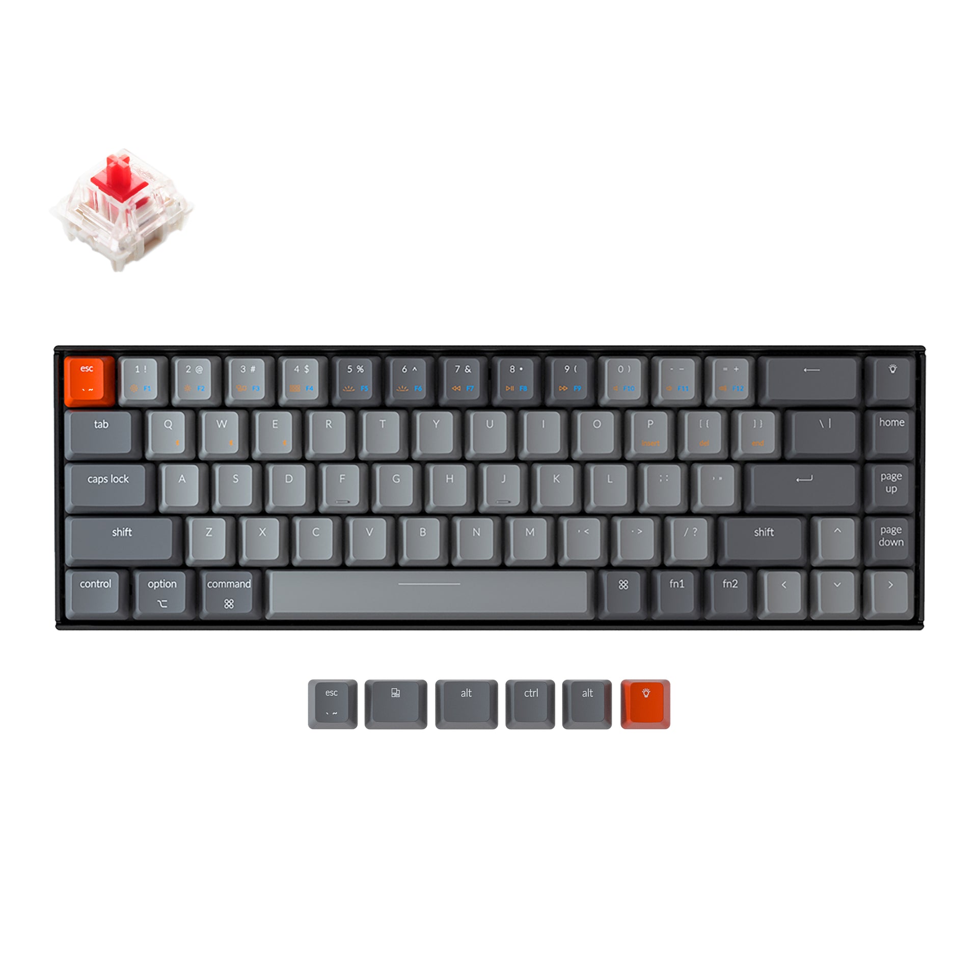 Keychron K6 Wireless Mechanical Keyboard - White Backlight / Gateron G Pro Mechanical / Red