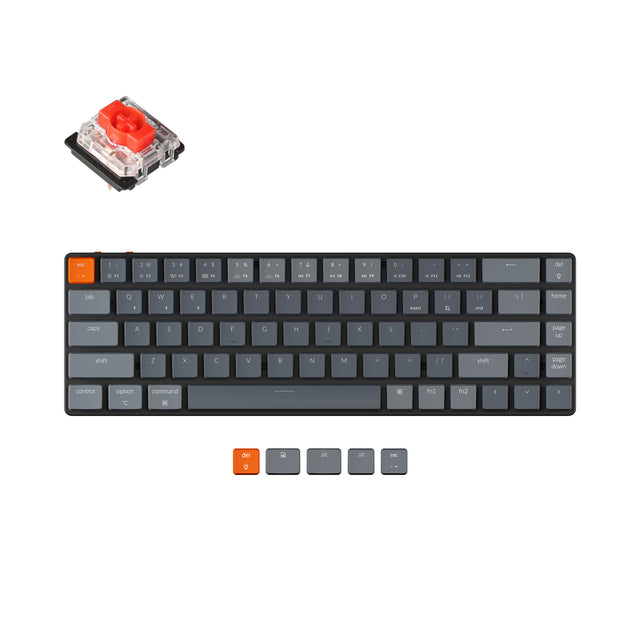 Keychron K7 65-percent ultra-slim compact wireless mechanical keyboard for Mac Windows Hot-swappable low-profile Gateron Mechanical red switches with RGB backlit