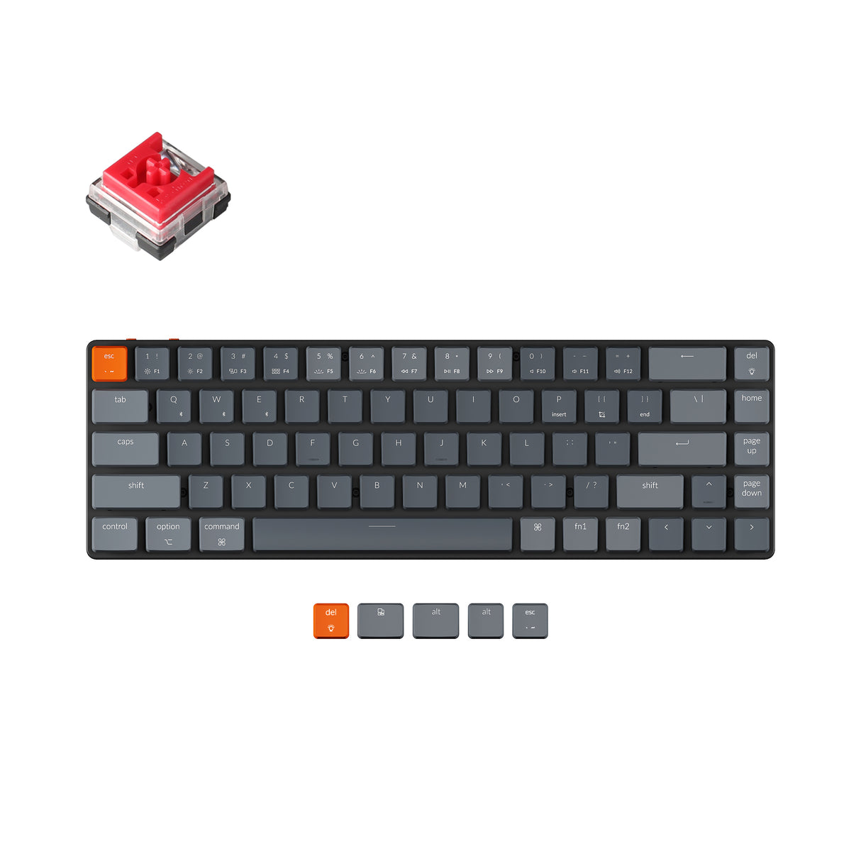 Keychron K7 65-percent ultra-slim compact wireless mechanical keyboard for Mac Windows Hot-swappable low-profile Keychron Optical red switches with RGB backlit