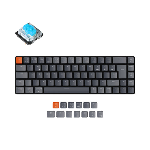 Keychron K7 ultra slim compact wireless mechanical keyboard for Mac Windows low profile Gateron blue switch rgb backlight UK ISO layout