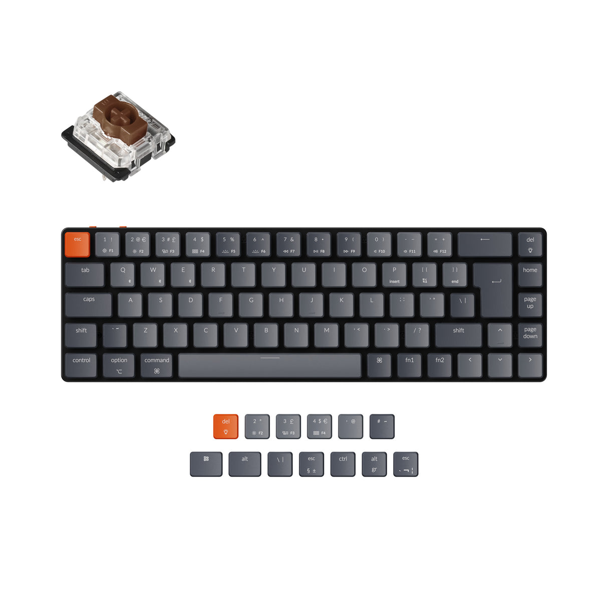 Keychron K7 ultra slim compact wireless mechanical keyboard for Mac Windows low profile Gateron brown switch white backlight UK ISO layout