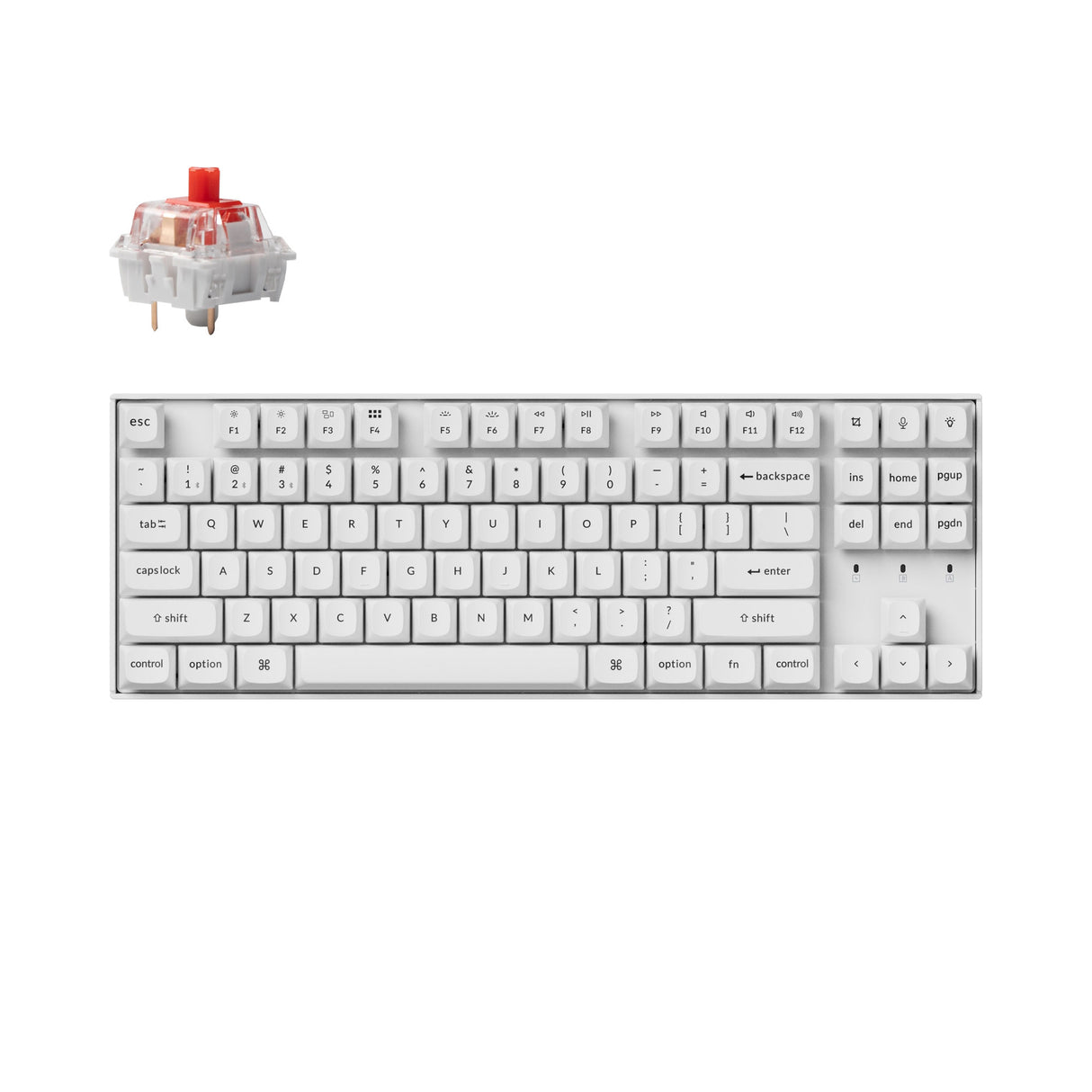 Keychron K8 Pro QMK/VIA Wireless Mechanical Keyboard 80 Percent Tenkeyless Layout White for Mac Windows Hot-Swappable Keychron K Pro Mechanical Red Switch