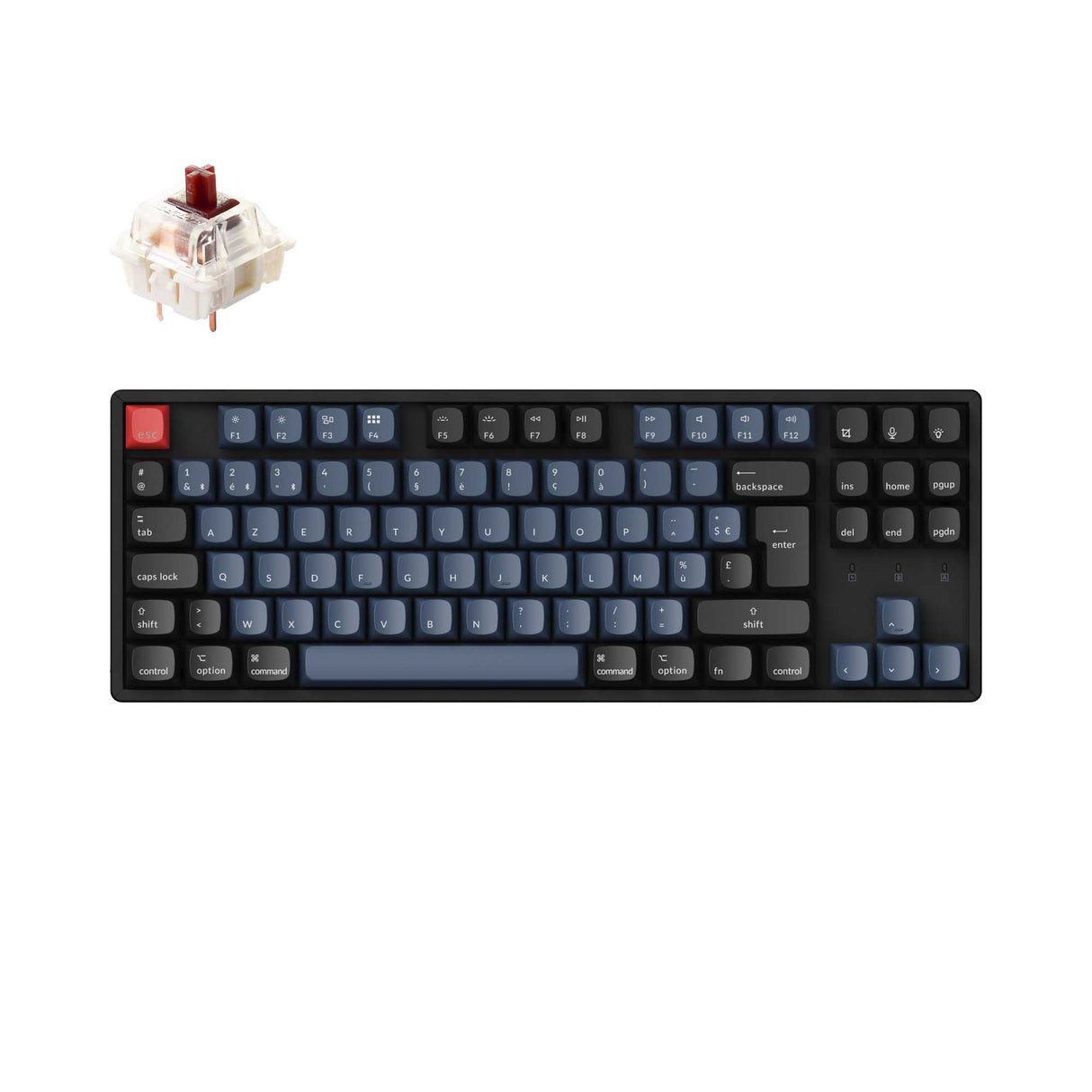 Keychron K8 Pro QMK/VIA Wireless Mechanical Keyboard French ISO Layout for Mac Windows Gateron G Pro mechanical brown switch