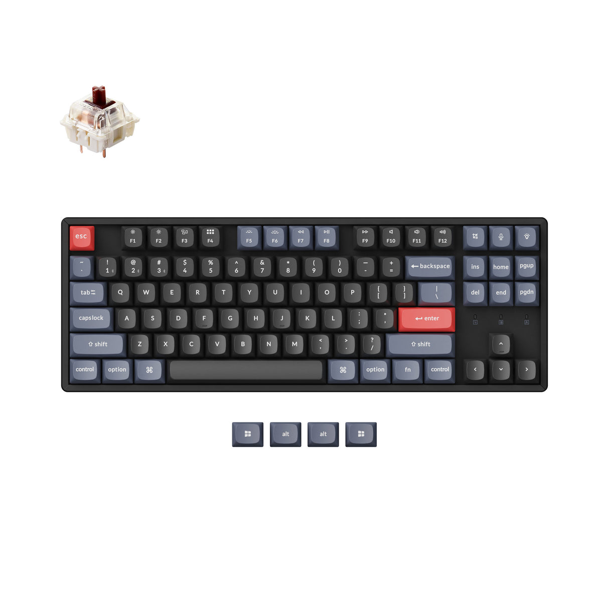 Keychron K8 Pro QMK/VIA Wireless Mechanical Keyboard RGB aluminum for Mac Windows PBT keycaps PCB screw-in stabilizer hot-swappable Gateron G Pro mechanical brown switch