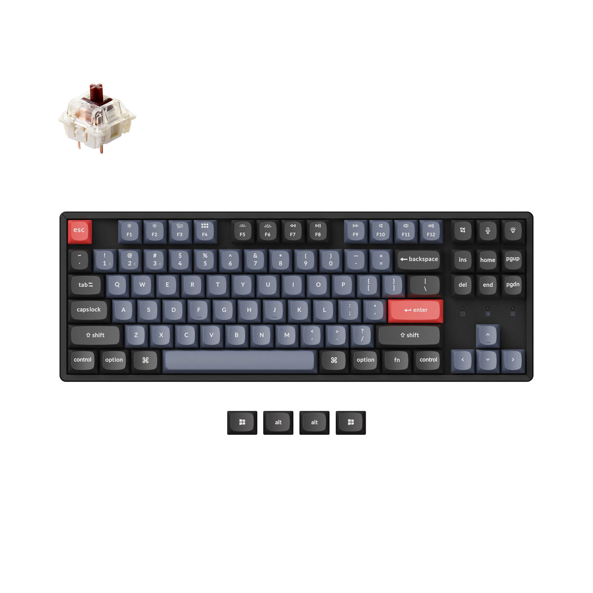 Keychron K8 Pro QMK/VIA Wireless Mechanical Keyboard RGB aluminum for Mac Windows PBT keycaps PCB screw-in stabilizer hot-swappable Gateron G Pro mechanical brown switch