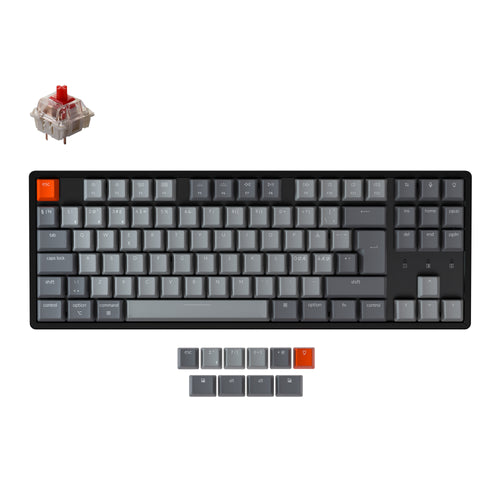 Keychron K8 Tenkeyless Wireless Mechanical Keyboard (Nordic ISO Layout) has included keycaps for both Windows and macOS, and users can hotswap every switch in seconds with the hot swappable version.