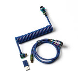 Keychron Premium Coiled Aviator Type-C Cable Blue Angled