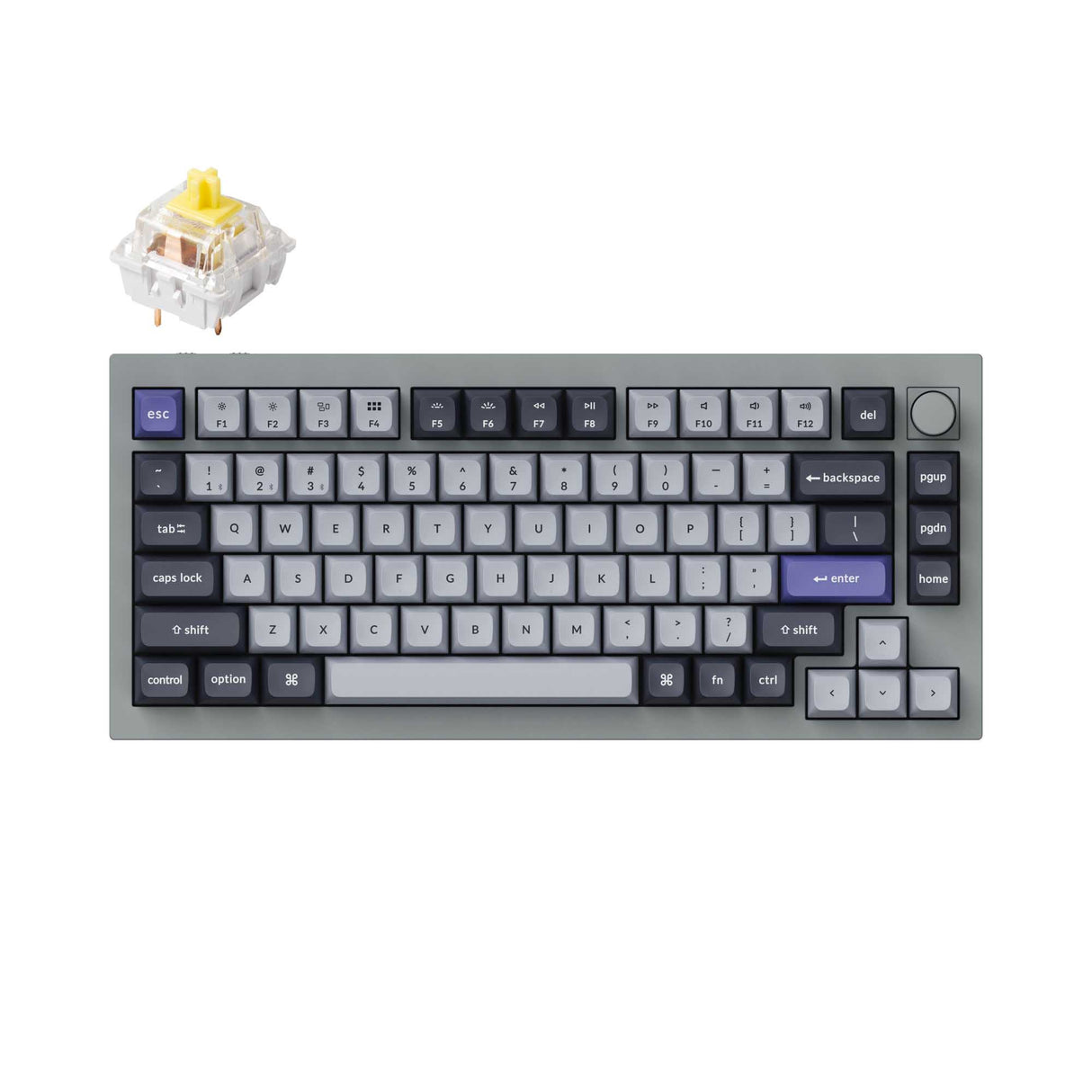 Keychron Q1 Pro QMK/VIA wireless custom mechanical keyboard 75% layout full aluminum grey frame for Mac WIndows Linux with RGB backlight and hot-swappable K Pro switch banana
