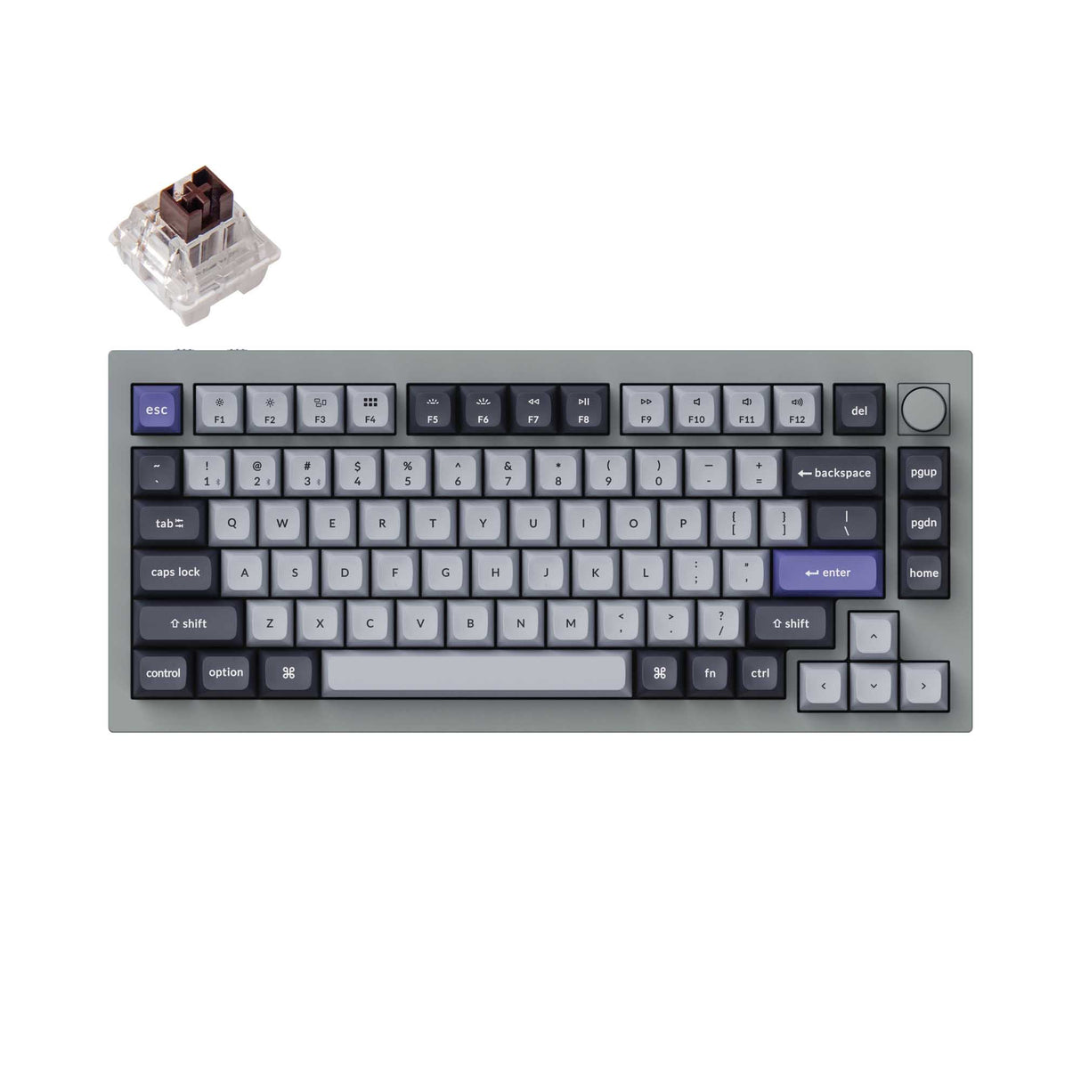 Keychron Q1 Pro QMK/VIA wireless custom mechanical keyboard 75% layout full aluminum grey frame for Mac WIndows Linux with RGB backlight and hot-swappable K Pro switch brown