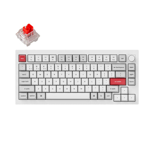 Keychron Q1 Pro QMK/VIA wireless custom mechanical keyboard 75% layout full aluminum white frame for Mac WIndows Linux with RGB backlight and hot-swappable K Pro switch red