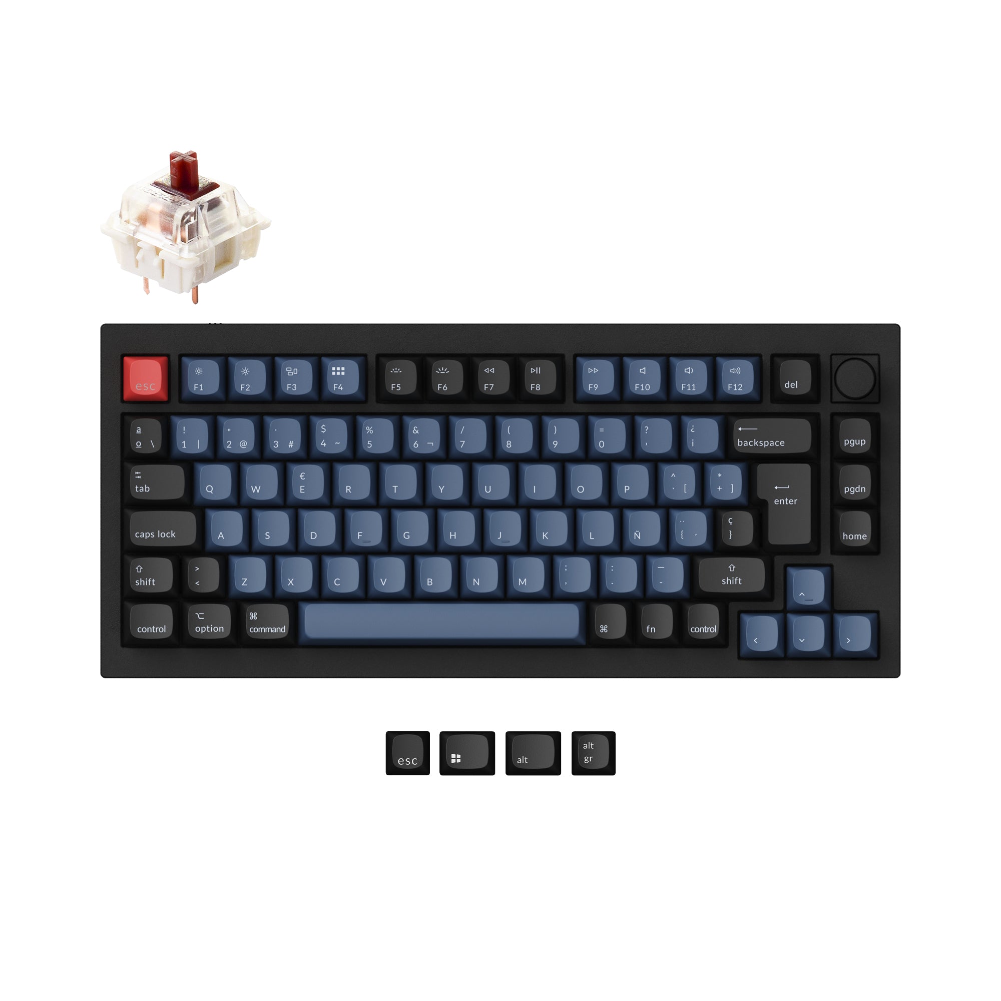 Keychron Q1 QMK VIA Custom Mechanical Keyboard 75 Percent For Mac Windows Spanish ISO Layout Gateron G Pro Brown Switch