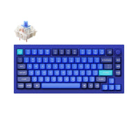Keychron Q1 QMK VIA custom mechanical keyboard 75 percent layout full aluminum blue frame knob version for Mac Windows iOS RGB backlight with hot swappable Gateron G Pro switch blue