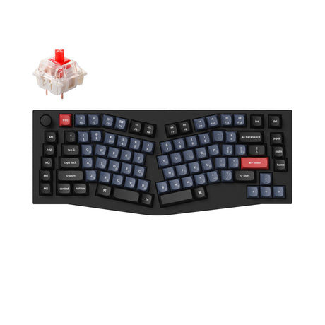 Keychron Q10 QMK/VIA custom mechanical keyboard 75 percent Alice Russian layout knob version full aluminum black frame for Mac Windows Linux Gateron G Pro switch red