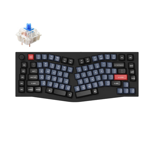 Keychron Q10 QMK/VIA custom mechanical keyboard 75% layout Alice layout knob version full aluminum black frame for Mac Windows Linux Gateron G Pro switch blue