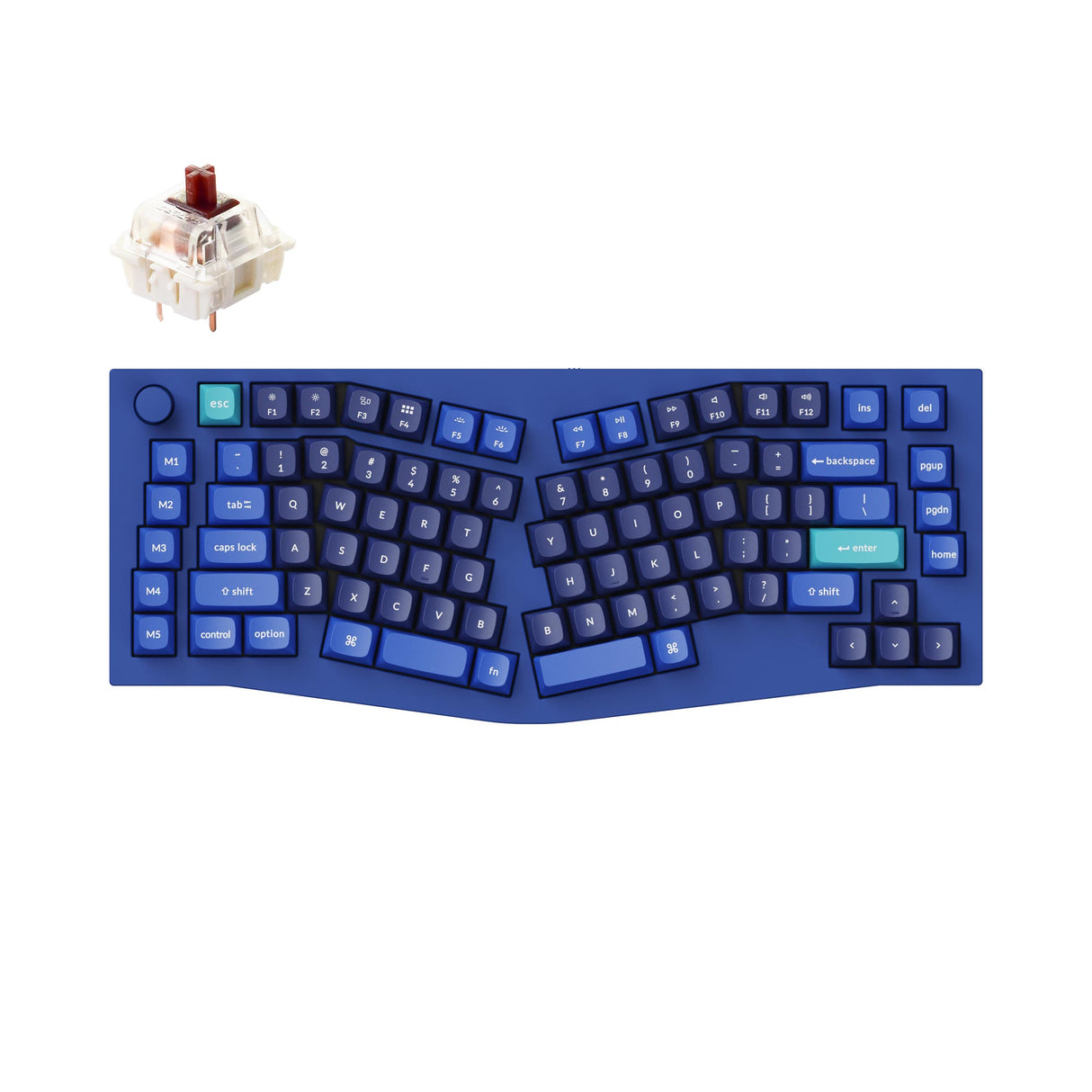 Keychron Q10 QMK/VIA custom mechanical keyboard 75% layout Alice layout knob version full aluminum blue frame B for Mac Windows Linux Gateron G Pro switch brown