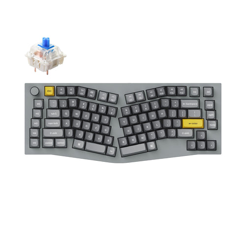 Keychron Q10 QMK/VIA custom mechanical keyboard 75% layout Alice layout knob version full aluminum grey frame B for Mac Windows Linux Gateron G Pro switch blue