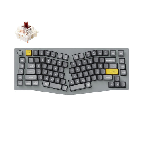 Keychron Q10 QMK/VIA custom mechanical keyboard 75% layout Alice layout knob version full aluminum grey frame B for Mac Windows Linux Gateron G Pro switch brown