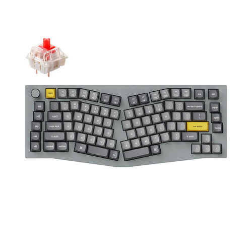 Keychron Q10 QMK/VIA custom mechanical keyboard 75% layout Alice layout knob version full aluminum grey frame for Mac Windows Linux Gateron G Pro switch red